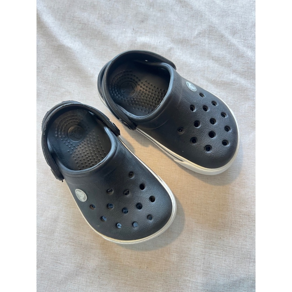 Crocs Crocband Clog Toddler Size 4 5 Black White Grey Sporty Slip On Shoes